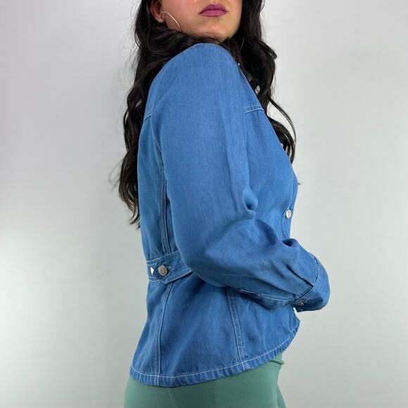 Pendleton Petites Chambray Button Front Blouse - Picture 4 of 9